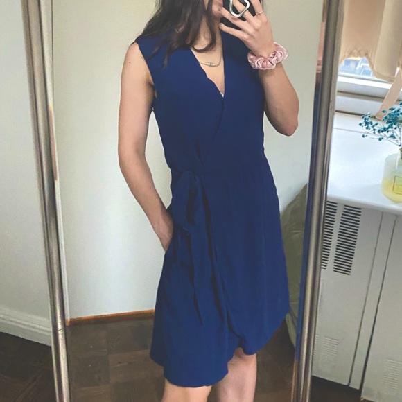 Sandro Sheer back blue wrap dress - Picture 4 of 10